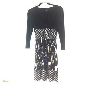 Mixed Pattern V-Neck Dress